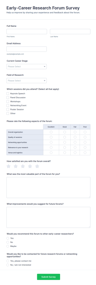 Early Career Research Forum Survey Form Template