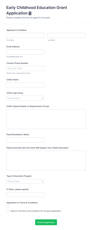 Early Childhood Education Grant Application 📄 Form Template