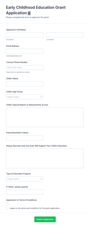 Early Childhood Education Grant Application 📄 Form Template
