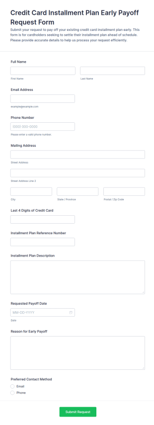 Early Payoff Request Form Template