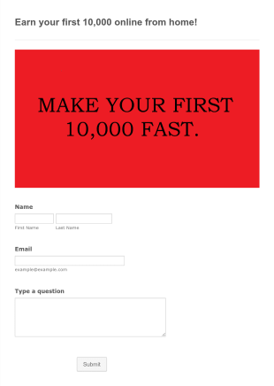 Earn Your First 10,000 Online From Home! Form Template