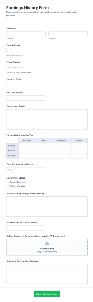 Earnings History Form 📊💼