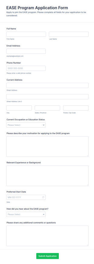 EASE Program Application Form Template