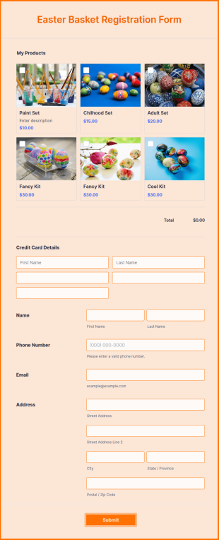 Easter Basket Registration Form Template