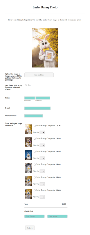 Easter Bunny Photo Order Form Template