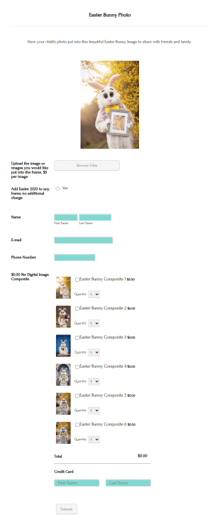 Easter Bunny Photo Order Form Template