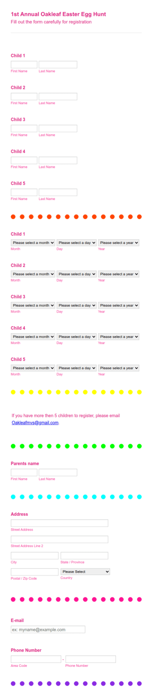 Easter Egg Hunt Registration Form Template