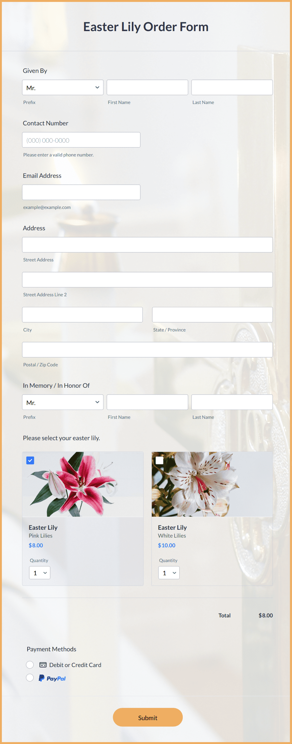 Wedding flower order form template | Beachweddingtips.com