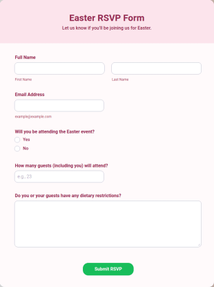 Easter RSVP Form Template