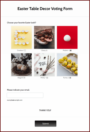 Easter Table Decor Voting Form Template