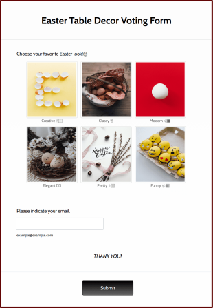 Easter Table Decor Voting Form Template