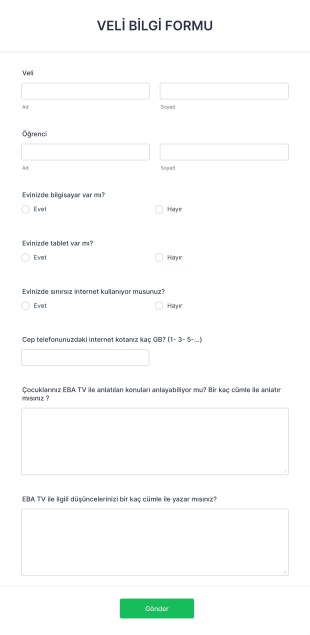 EBA Anketi Form Template