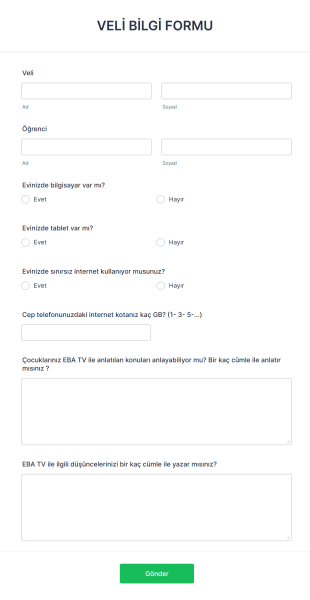 EBA Anketi Form Şablonu