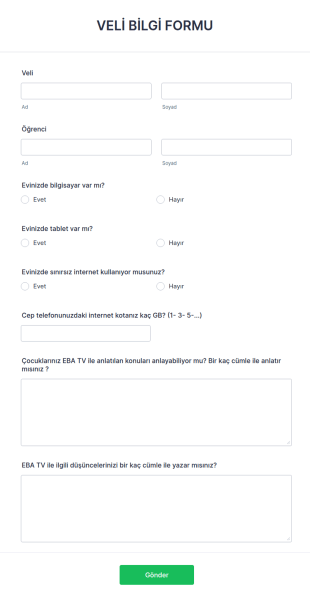 EBA Anketi Form Şablonu