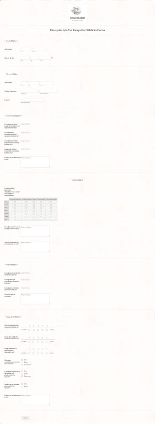 Ebeveynler Için Yaz Kampı Geri Bildirim Form Template
