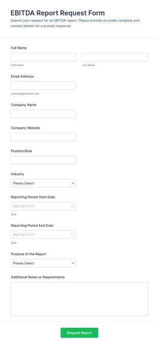 EBITDA Report Request Form Template
