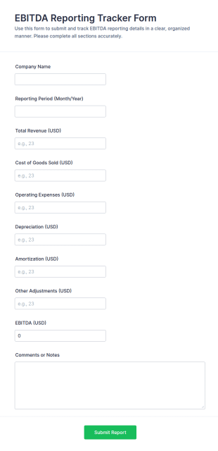 EBITDA Reporting Tracker Form Template