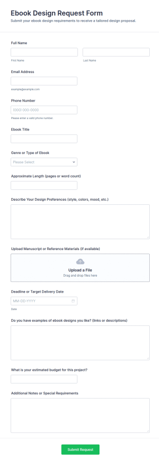 Ebook Design Request Form Template