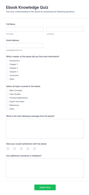 Ebook Knowledge Quiz Form Template
