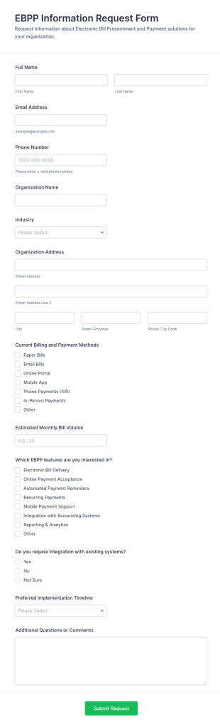 EBPP Information Request Form Template
