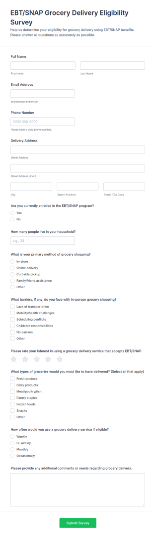 EBT/SNAP Grocery Delivery Eligibility Survey Form Template