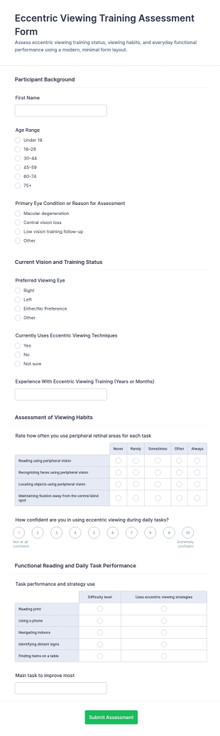Eccentric Viewing Training Assessment Form Template