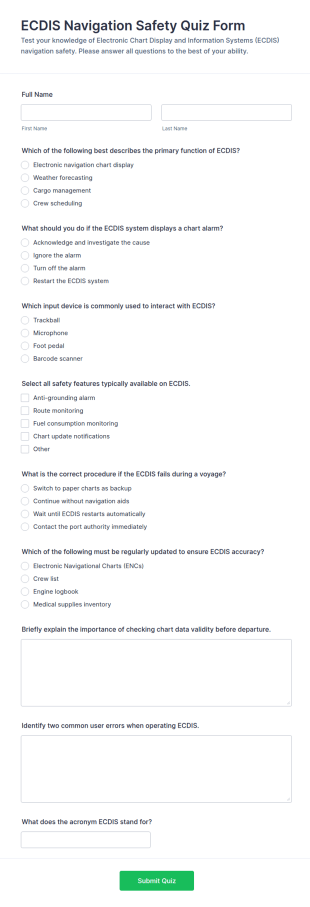 ECDIS Navigation Safety Quiz Form Template