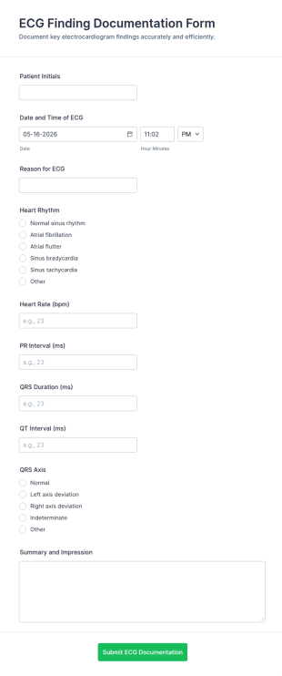 ECG Finding Documentation Form Template