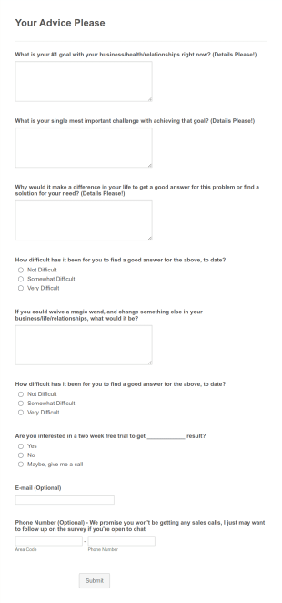 ECM Market Survey Form Template