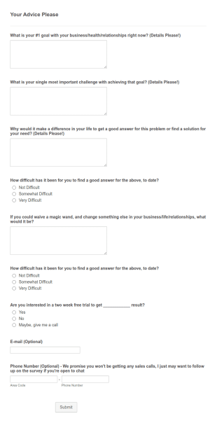 ECM Market Survey Form Template