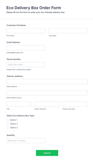 Eco Delivery Box Order Form Template
