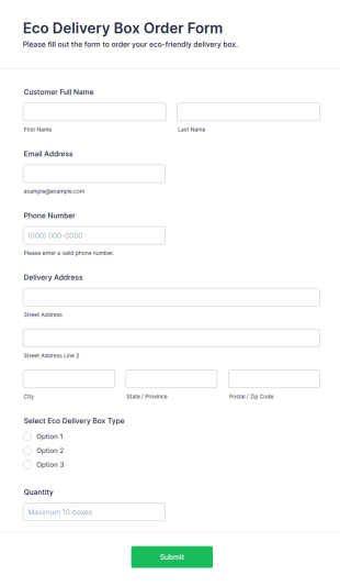 Eco Delivery Box Order Form Template