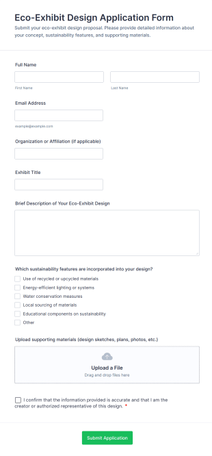 Eco Exhibit Design Application Form Template