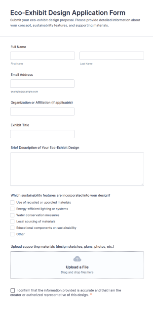 Eco Exhibit Design Application Form Template