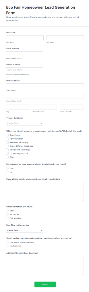 Eco Fair Homeowner Lead Generation Form Template