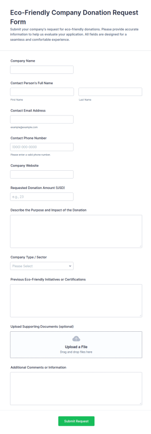 Eco Friendly Company Donation Request Form Template