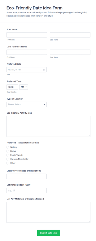 Eco Friendly Date Idea Form Template
