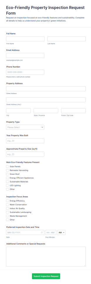 Eco Friendly Property Inspection Request Form Template