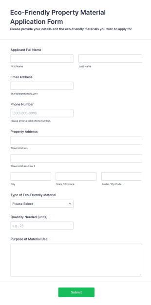 Eco Friendly Property Material Application Form Template