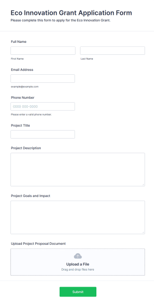 Eco Innovation Grant Application Form Template