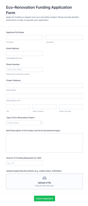Eco Renovation Funding Application Form Form Template