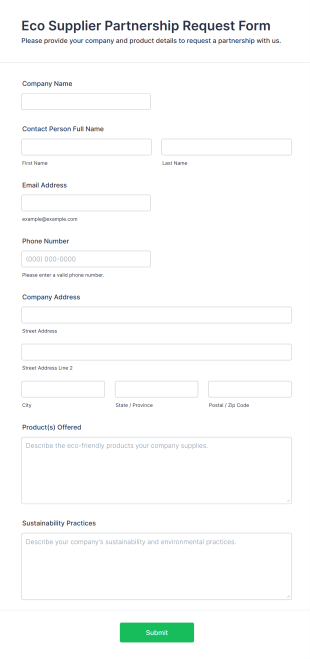 Eco Supplier Partnership Request Form Template