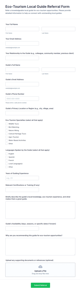 Eco Tourism Local Guide Referral Form Template