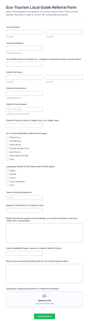 Eco Tourism Local Guide Referral Form Template