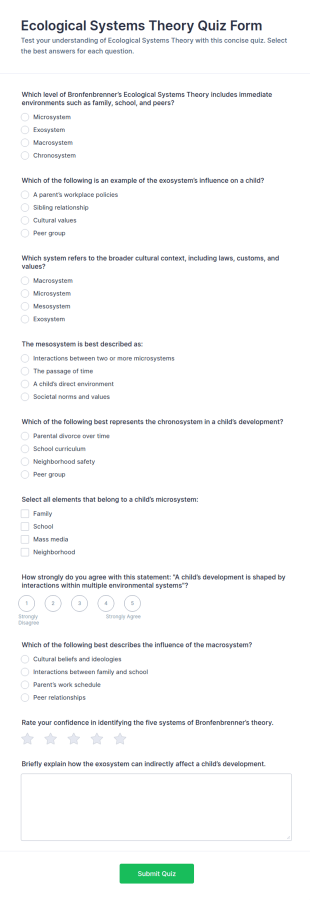 Ecological Systems Theory Quiz Form Template