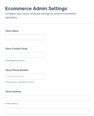 Ecommerce Admin Settings Form Template