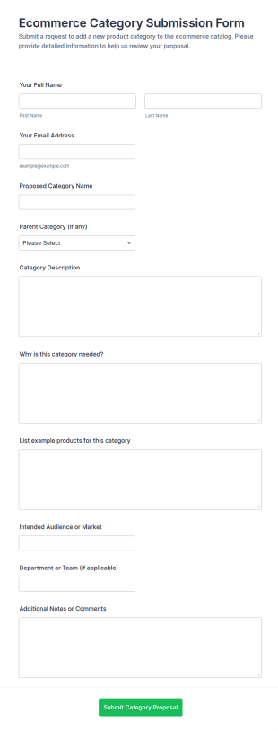 Ecommerce Category Submission Form Template