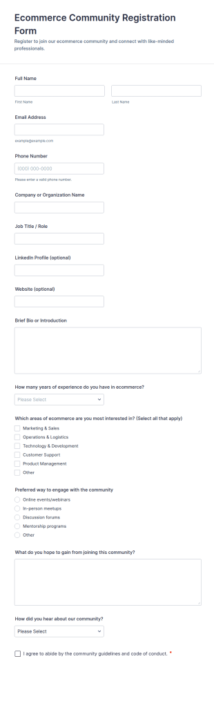 Ecommerce Community Registration Form Template