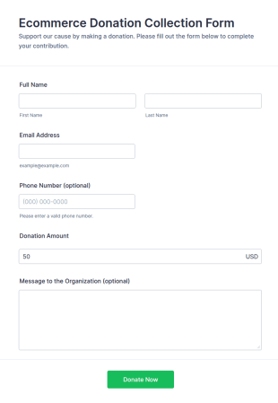 Ecommerce Donation Collection Form Template