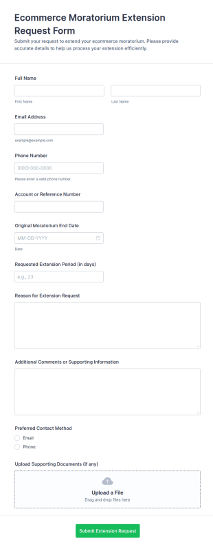 Ecommerce Moratorium Extension Request Form Template